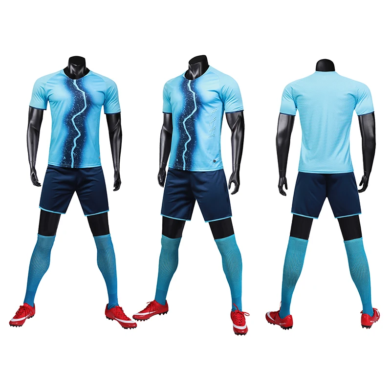 Мужская синяя футболка с коротким рукавом для футбола комплект желтой