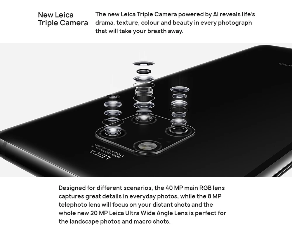 Мобильный телефон HuaWei mate 20 Pro 4G LTE Kirin 980 Android 9,0 6,3" 3120x1440 8 Гб ram 256 ГБ rom МП IP68 NFC