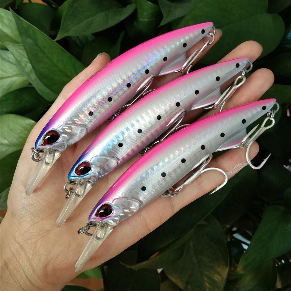 

Noeby 3pcs Long Casting Sinking Minnow Saltwater Fishing Lure 110mm 60g Large Trout Pike River Lake Hard Baits Jerkbait