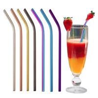 50pcs 265mm reusable drinking straws metal stainless steel bent straws for drink home bar accessories