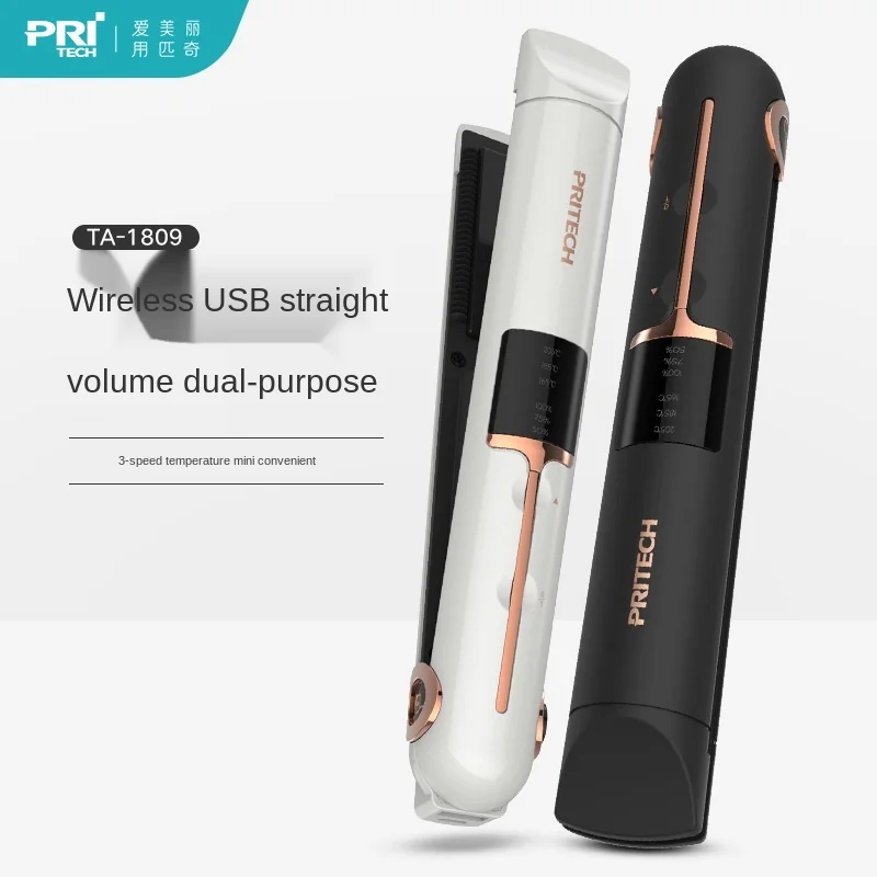 

Wireless Mini Electric Splint Curling Iron Straight Curling 2 In 1 USB Charging Ceramic Hair Straightener Styling Tools