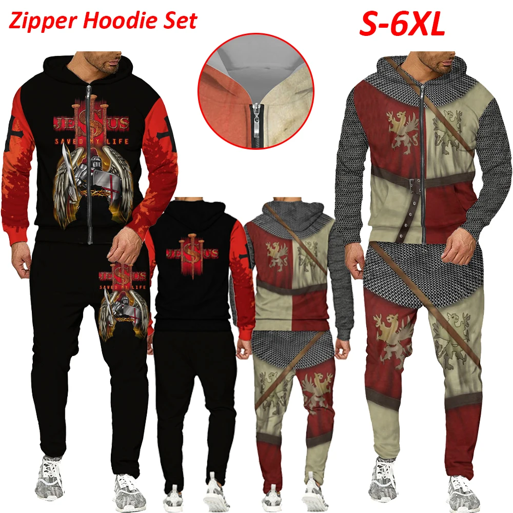 Классный Мужской тренировочный костюм с 3D принтом В рыцарском стиле
