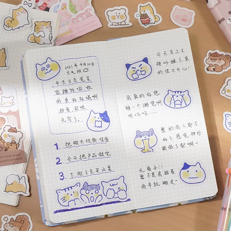 40 Pcs/lot Cute Kawaii Animal Paper Cat Box Stickers Calendar Diary Journaling Stationery