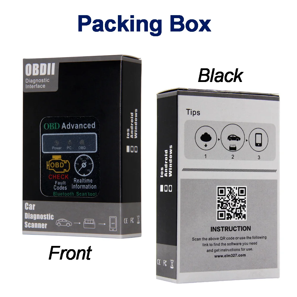 Автомобильный диагностический сканер OBD2 ELM327 Bluetooth V1.5 адаптер OBDII считыватель