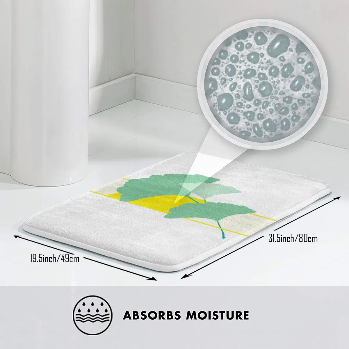 Коврик с изображением зеленых листьев гинкго коврик для ног ванной нескользящий