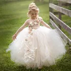 Цветочное платье для девочек, платья для маленьких девочек, бальное платье для малышей до пола, дешевые платья для первого причастия