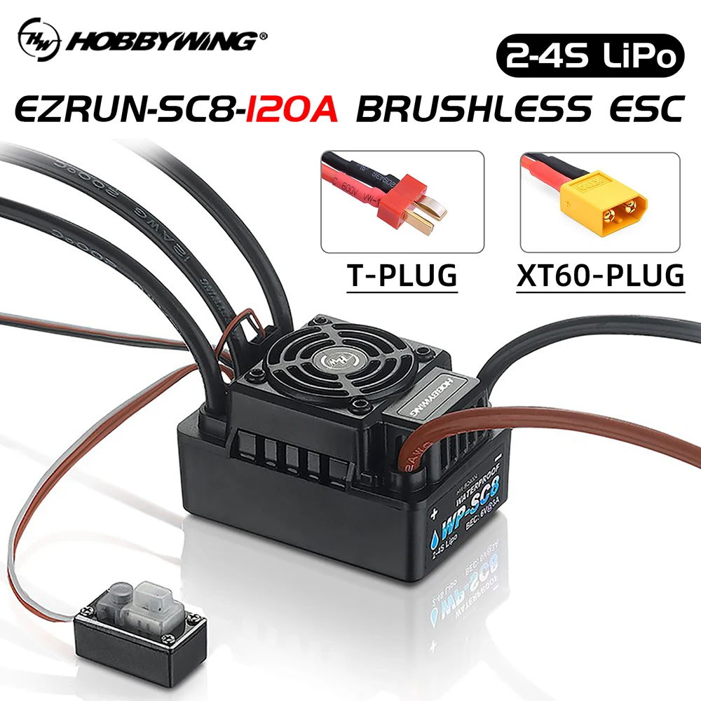 

Оригинальный бесщеточный водонепроницаемый ESC Hobbywing EZRUN WP SC8 120A для радиоуправляемого внедорожника с коротким ходом 1/8 1/10