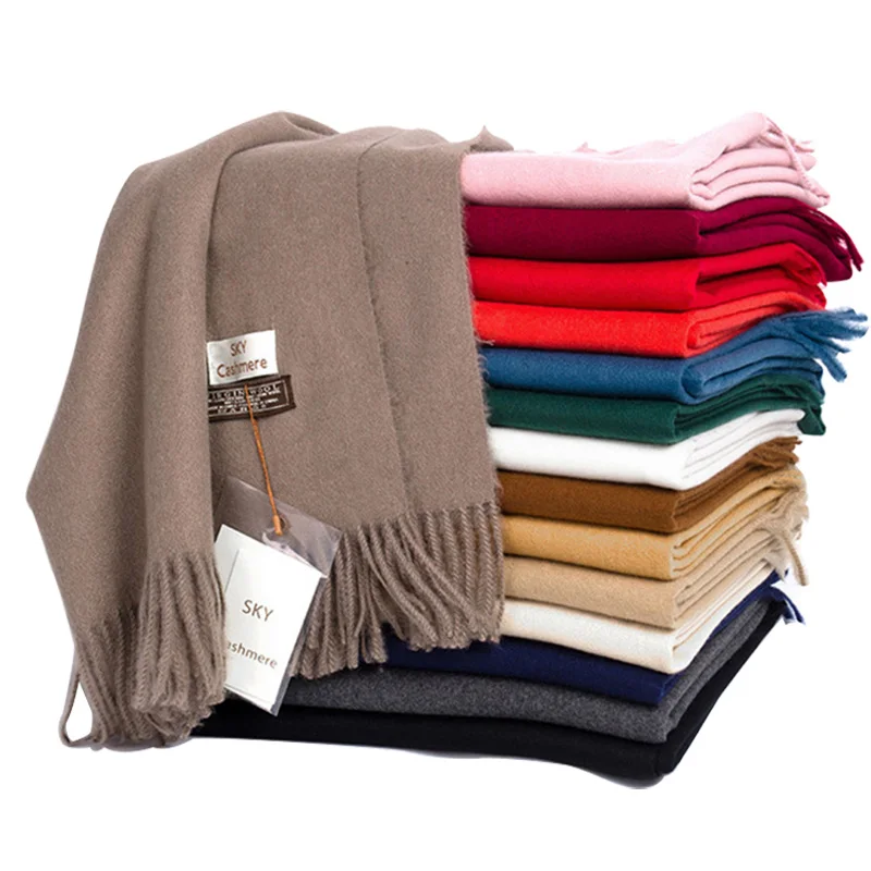 Women Winter Soft Warm Cashmere Scarf Luxury Brand Wool Scarves Khaki Pashmina Shawls Black Men's Poncho Cashmere Scarfs