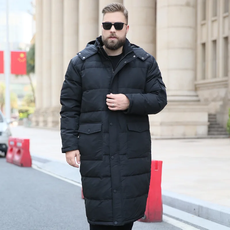 New Mens  Stand Collar Coats Winter Down Wear for Men Lengthened Knee-length Down Jacket Keeps Warm