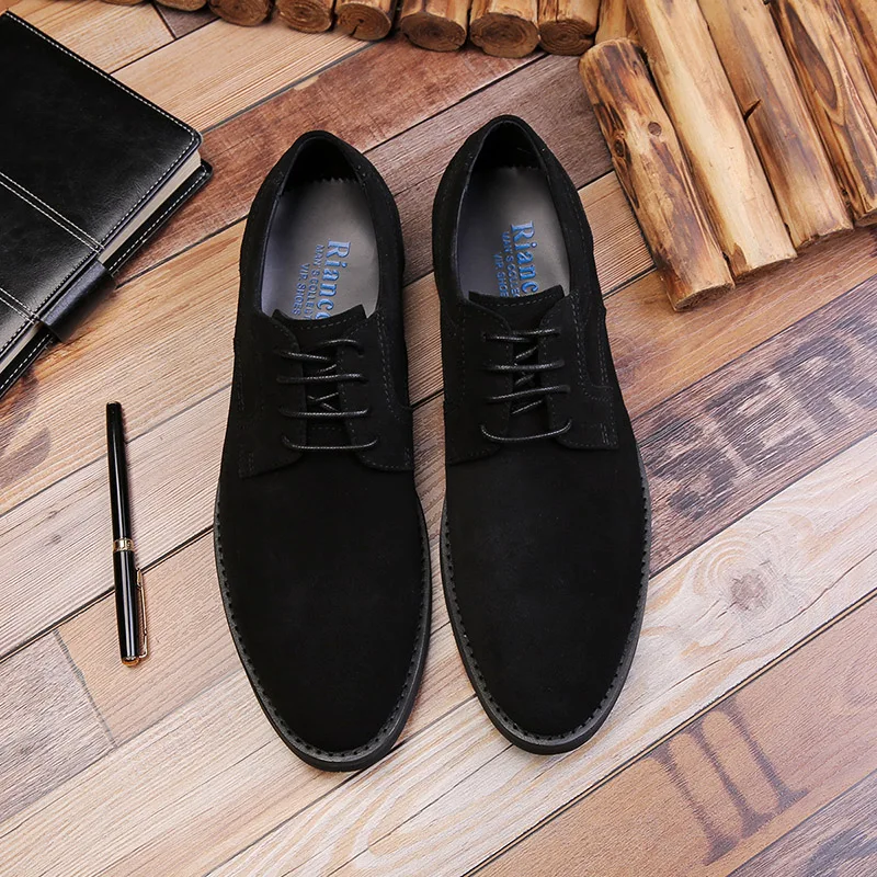 

Classic Suede Men Oxford Shoes Fashion Dress Genuine Leather Round Toe Lace Up Business Wedding Office Men Formal Shoes G264