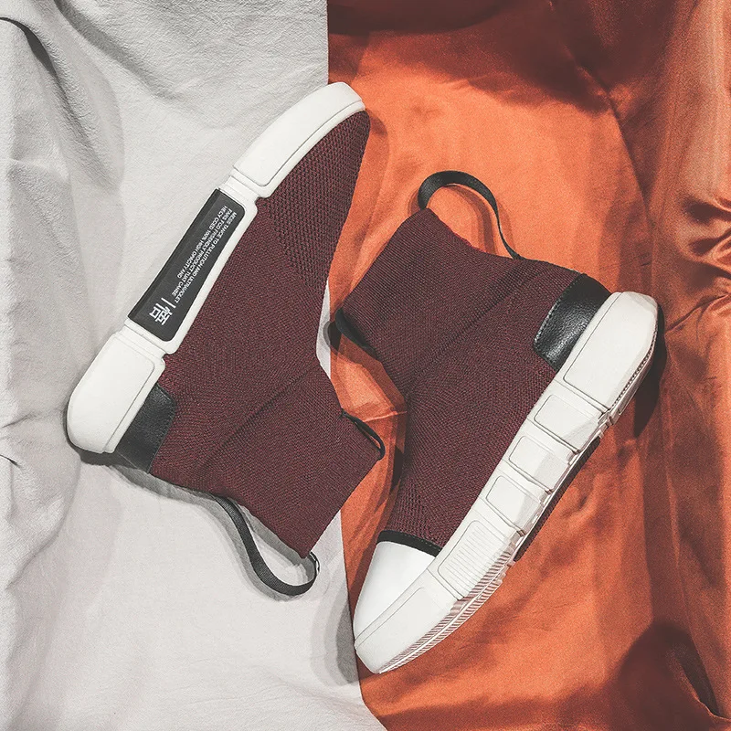 Мужские носки для бега 2019 весна вязаные летающие ткацкие дышащая мужская обувь