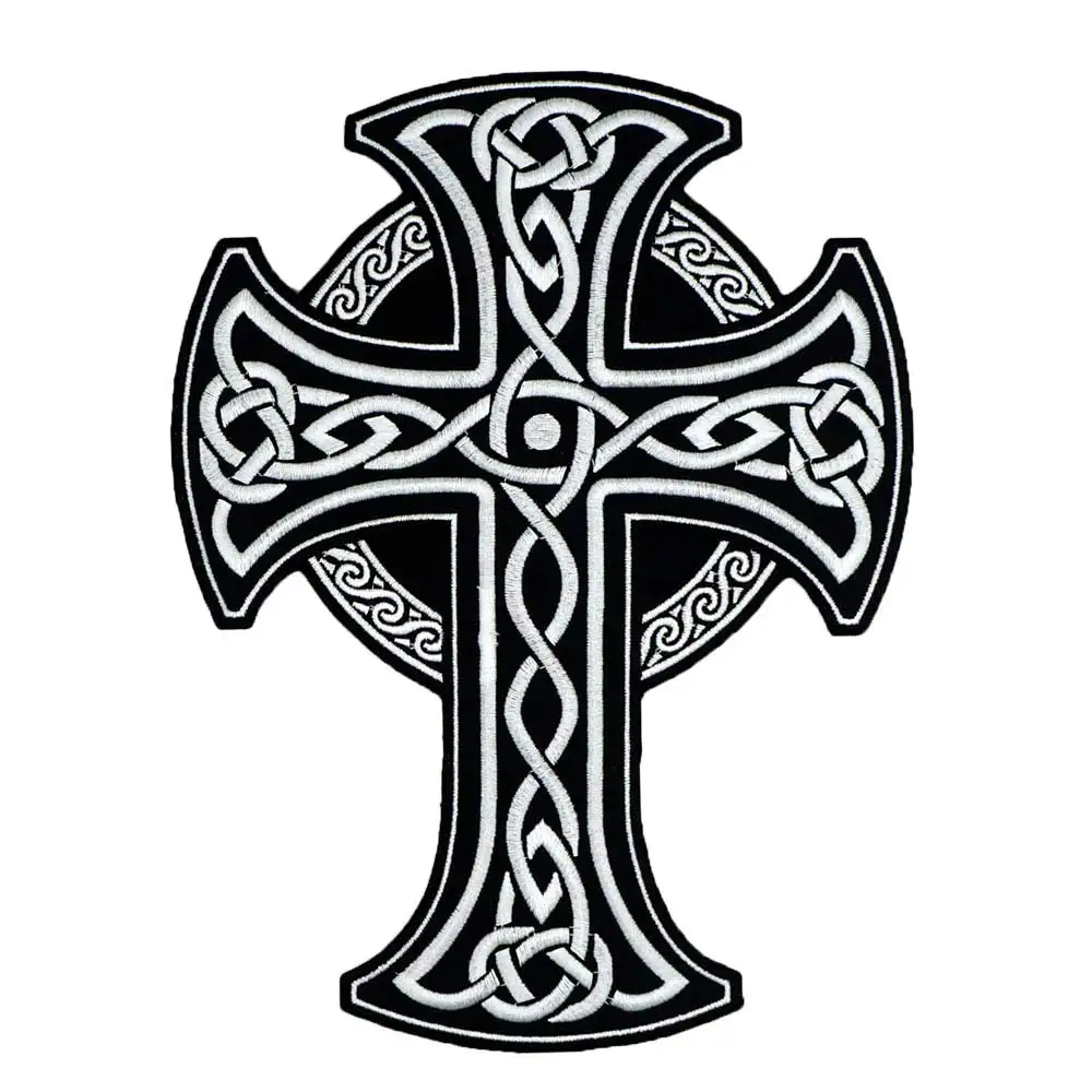 LARGE CROSS motorcycle backing Embroidered Sewing Label punk biker Patches Clothes Stickers Apparel Accessories Badge