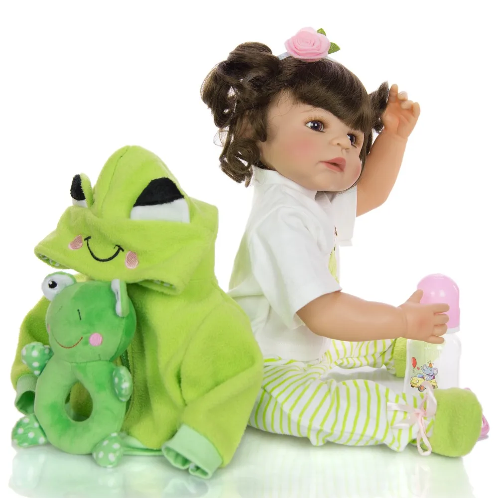 NPKDOLL 22 дюймов младенец Reborn Menina 55 см Bebe reborn полная силиконовая кукла с коричневыми