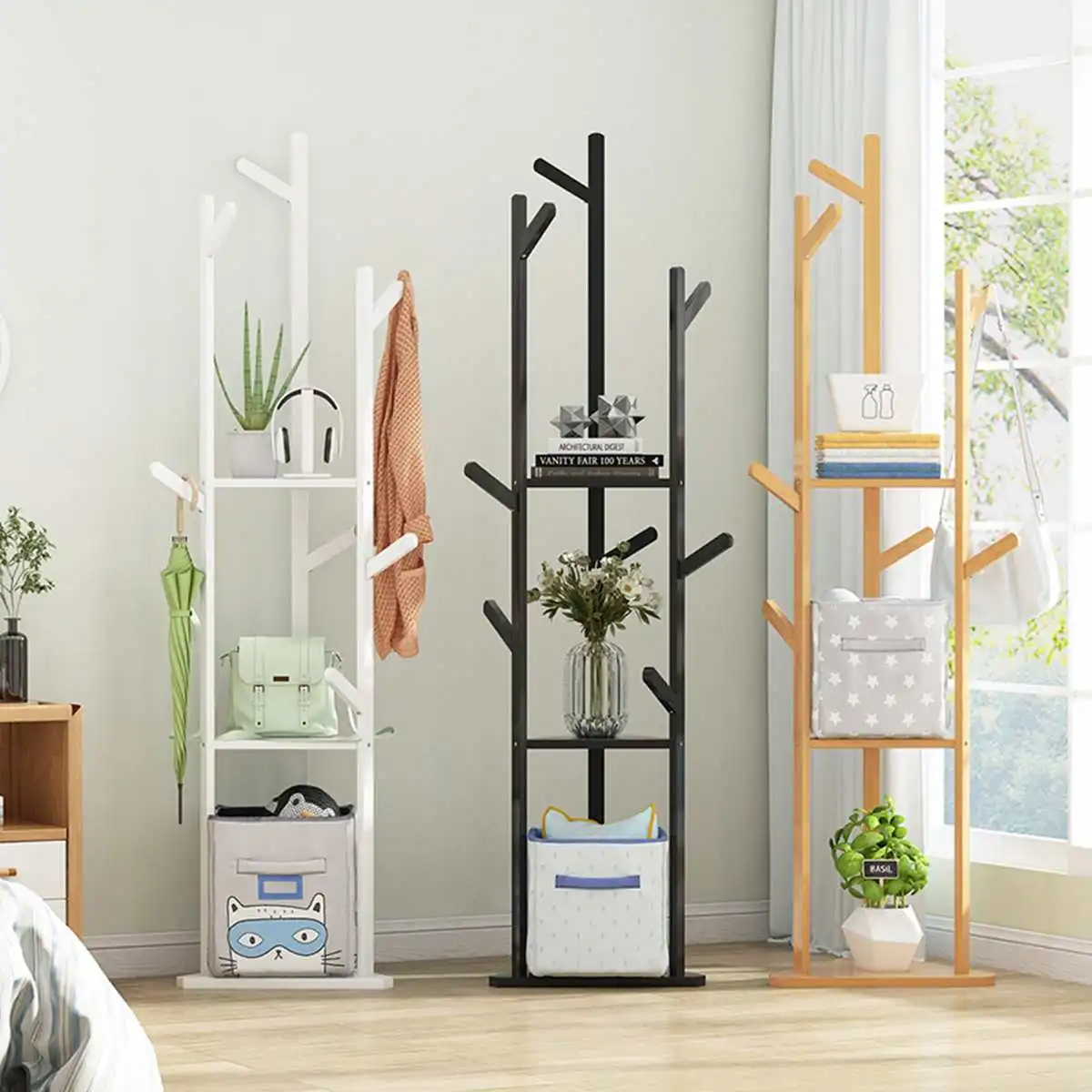 Твердая деревянная треугольная вешалка для одежды напольная стойка пальто 8