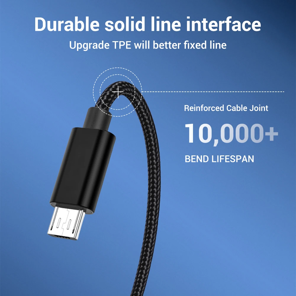 Кабель Micro USB Bayserry 2 4 А кабель для быстрой зарядки и передачи данных Samsung S7 Huawei Xiaomi
