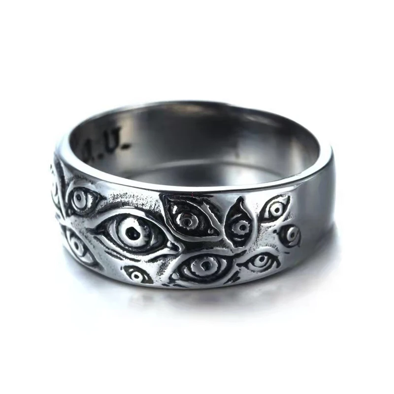 

Fashion Punk Rings For Women Men Retro Hip-Hop Personality Ring Engraved Demon Eye Retro Hipster Ring