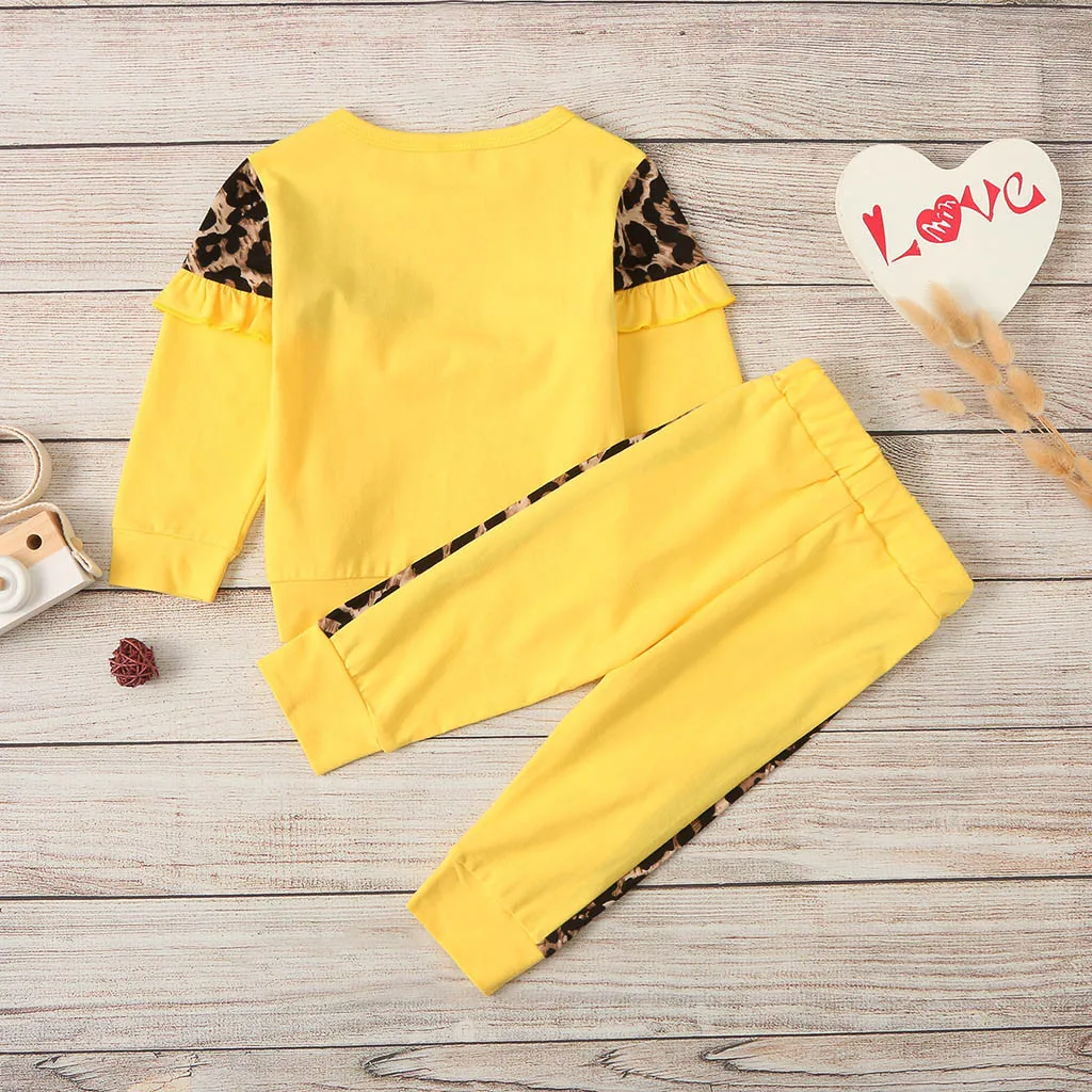 Комплект из 2 предметов для маленьких девочек топы с леопардовым принтом и