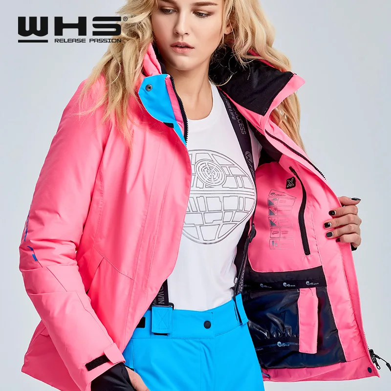 WHS Женская лыжная куртка зимняя уличная спортивная термокуртка