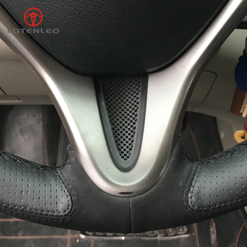 LQTENLEO черный кожаный замшевый DIY ручной чехол рулевого колеса автомобиля для Honda Fit