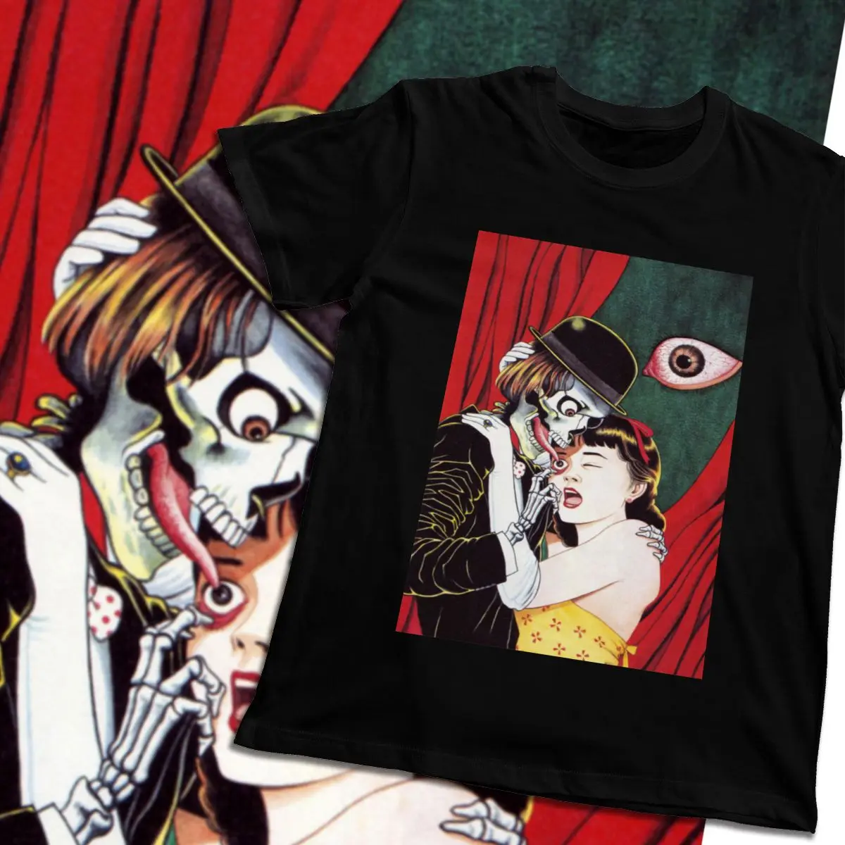 2020 тонкая футболка с принтом в виде особняка привидениями Suehiro Maruo для мужчин Harajuku