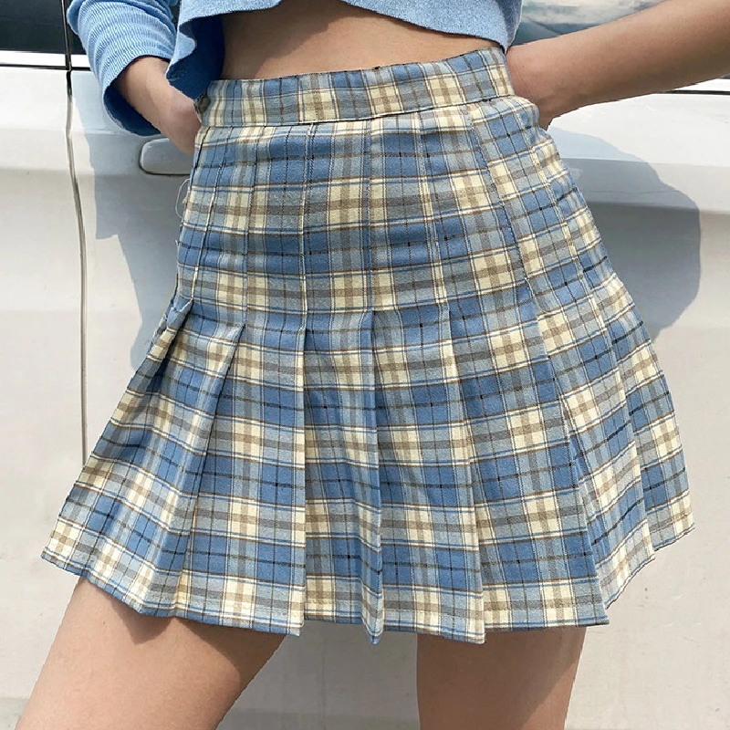 Женская юбка в клетку gonne donna летняя Клетчатая плиссированная мини-юбка с высокой