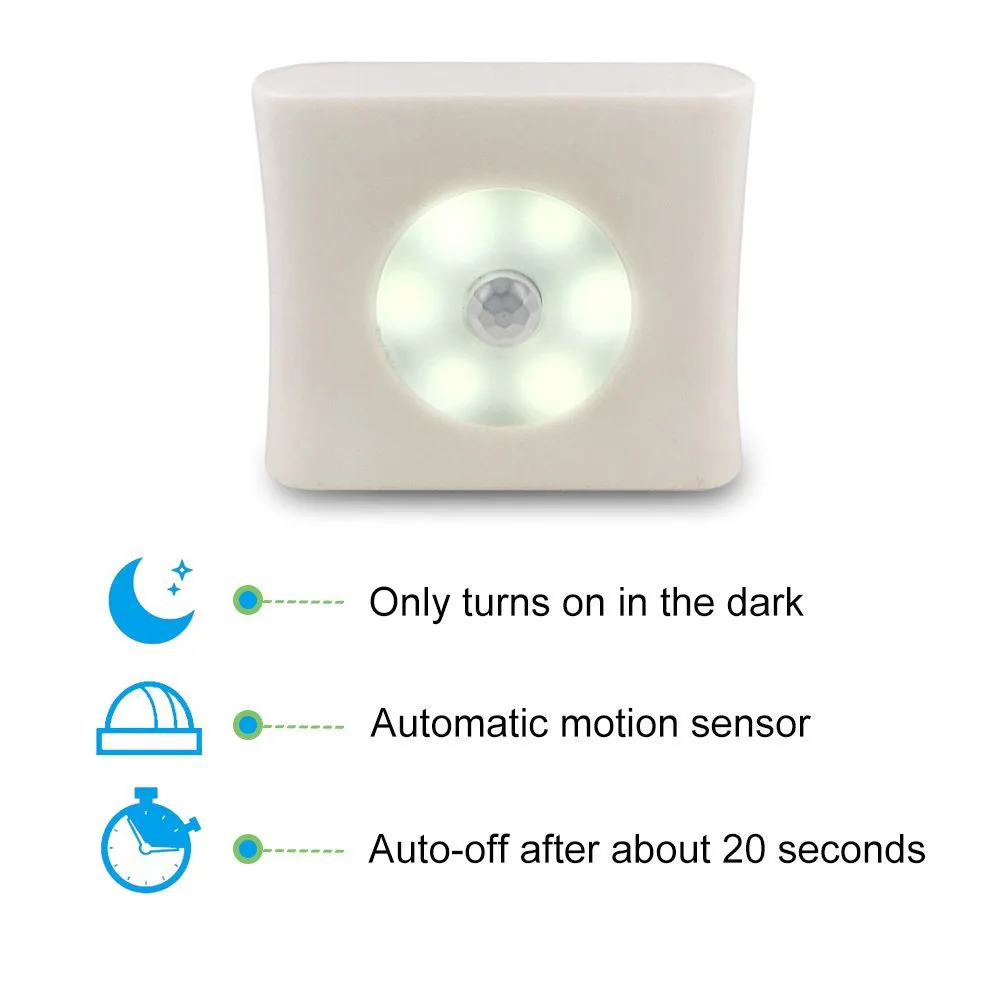 

4pcs Battery Powered 6 LED Wireless PIR Motion Sensor Night Light With Magnetic Activated Wall Light Kitchen Cabinet Light Lamp