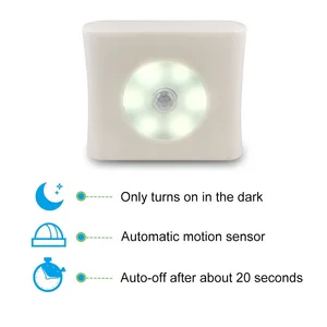 Беспроводной ночник с пассивным ИК датчиком движения, 4 шт., на батарейках, 6 светодисветодиодный, с магнитной активацией, настсветильник ильник для кухни, кабинета