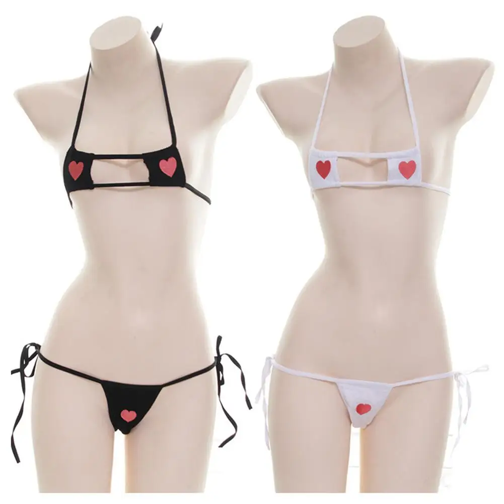 

Women Sexy Bikini Heart Block Lace Up Bra Panties Briefs Erotic Underwear Set Sexy Lace Up Two Pieces Set great for women