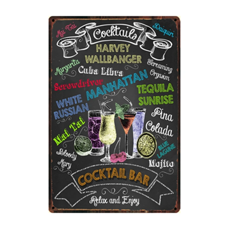 Коктейльное пиво Маргарита Mojito Martini Mimosa [Kelly66] жестяной плакат домашний декор паб