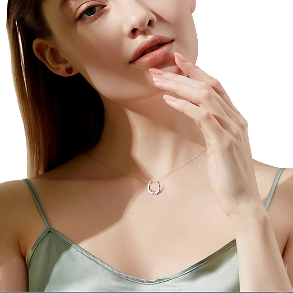 

Horseshoe Pendant Women Creative Necklace Stainless Steel Rhinestones Exquisite Ladies Chain Elegant Gifts Fashion Jewelry