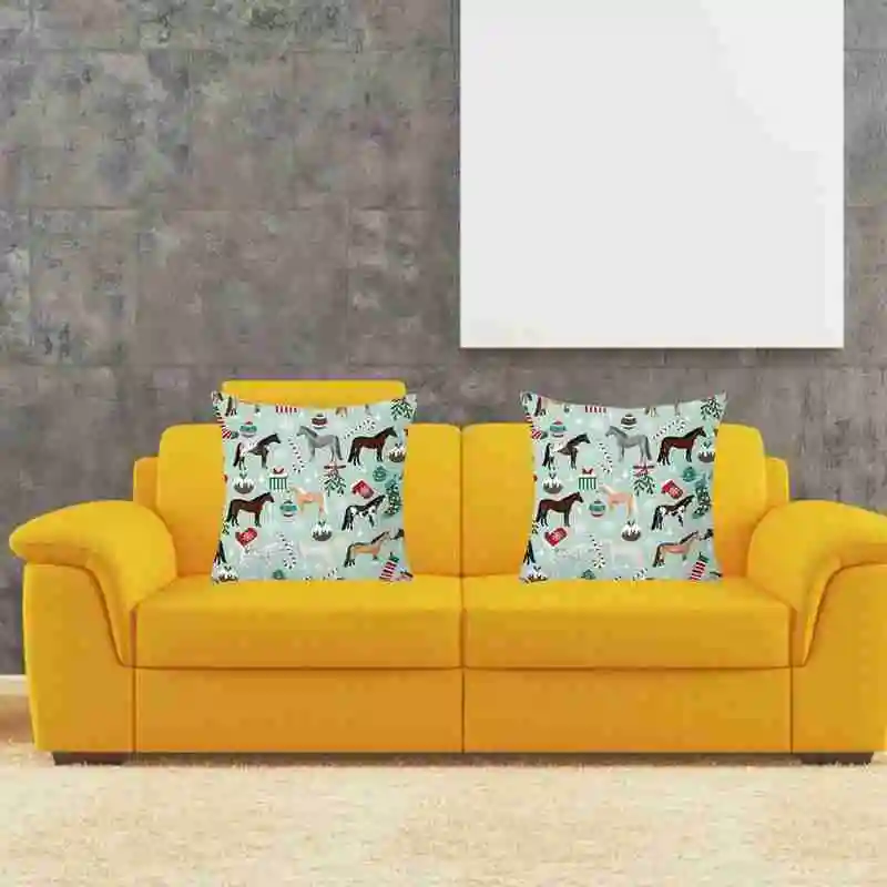 

Galloping Horses Printing Square Pillowcase Home Decoration Car Sofa Cushion Cover Accessories For Living Room 45x45cm