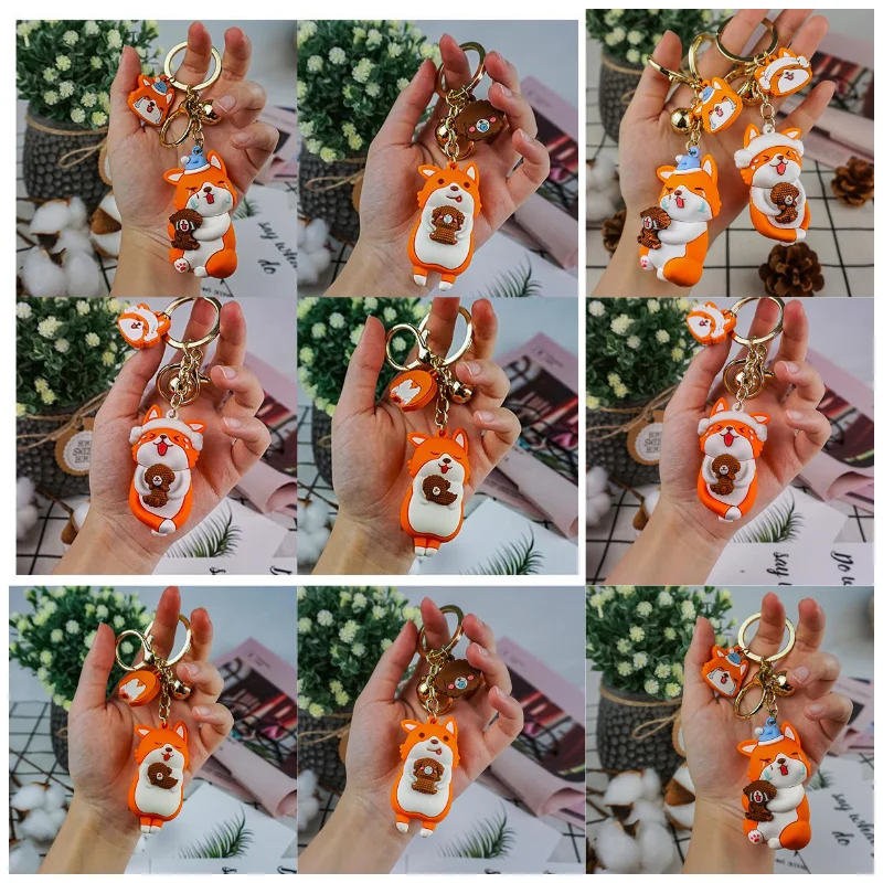 

New Style a Variety Of Expressions Cartoon Cute Corgi Key Chain Lovely Car Pendant Bag Keychains Exquisite Small Keyring Gift