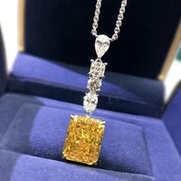 s925 sterling silver 1215mm yellow high carbon diamond pendant necklace for women sparkling wedding party simple fine jewelry