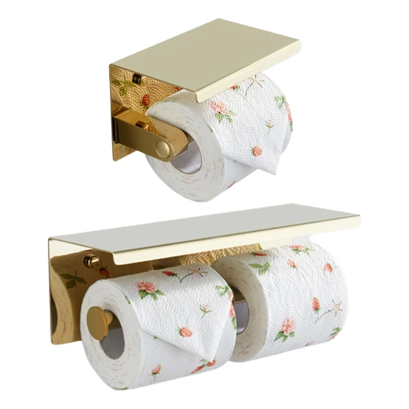 

Wall Mount Hanging Toilet Paper Holder with Storage Rack Stainless Steel Kitchen Paper Roll Tissue Storage for Home Kitchen X4YE
