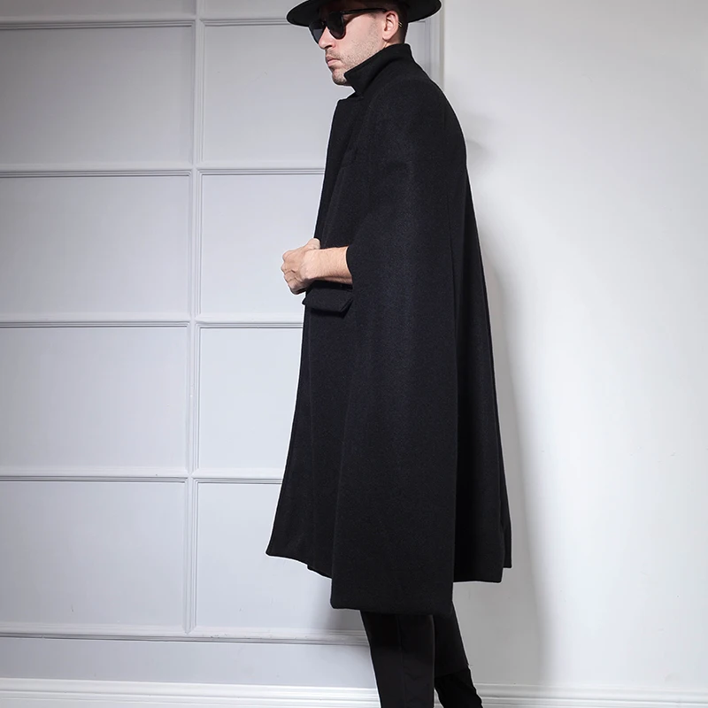 

Long Woolen Coat Cape Cape Over The Knee Long Autumn and Winter Men's Coat Men Wool Coats Men Trench Coat Men Coats