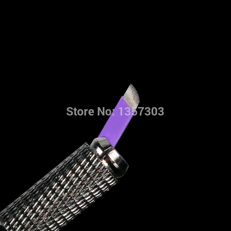 0.2mm 10pcs Tattoo Needle Accessories Permanent Makeup Sterilized Purple 14pins Super sharp Microblading Blade For Eyebrow Lip | Красота и