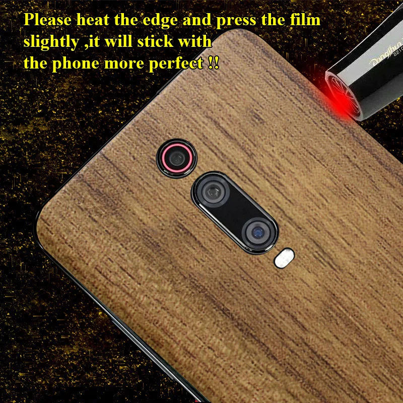 For Xiaomi Redmi K20 Mi 9T Pro K20Pro Back Cover 3D Imitation Wood Grain Protection Skin Decal Protect Sticker Film (Not a Case |