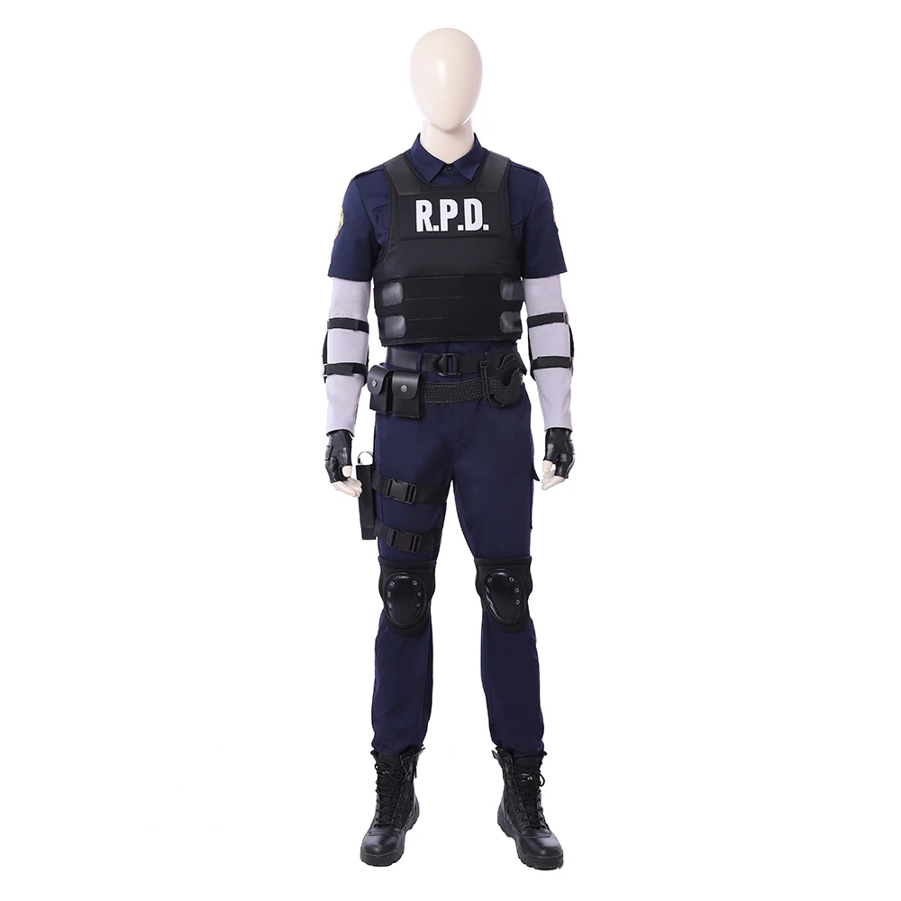 

New Arrival Game Leon Cosplay Costume Men Shirt Vest Pants Boots Waistband Halloween Costumes For Adult Custom Made