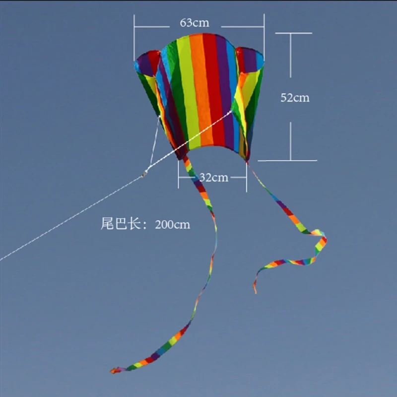 

New Rainbow Parafoil Kite With Tails Soft Kite Flying Toys Give 30m Kite Line
