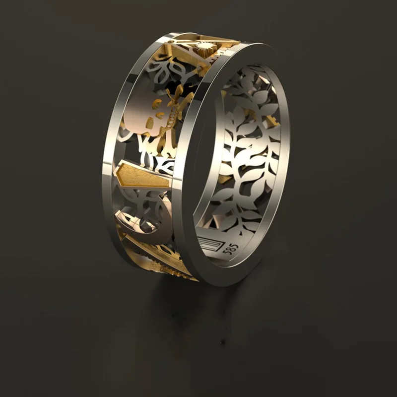 

Fashion Gothic Skull Head Rings For Men Jewelry Party Gift Finger Bohemian Punk Style Skeleton Shaped Ring D5M803