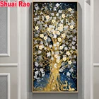 Алмазная 5d живопись сделай сам, абстрактная картина с изображением золотого дерева, цветов, полная квадратная, круглая, ручная работа, новый подарок, алмазная вышивка, икона, растение