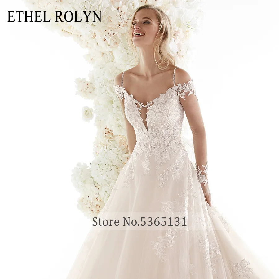 Свадебное платье принцессы ETHEL ROLYN на тонких бретелях с рукавами сексуальное