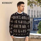 Мужской свитшот с надписью KUEGOU, Черный Повседневный свитшот с капюшоном, украшенный принтом, осень 2022