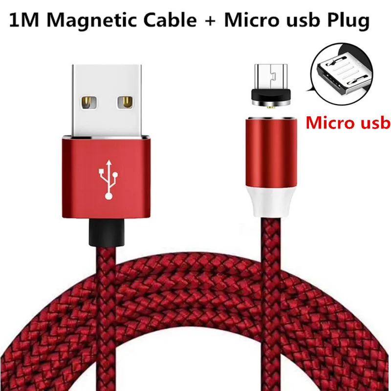 For Micro Red 1 м Micro usb type C зарядный Магнитный USB кабель для huawei Y5 Y6 Y7 Prime y9 prime p smart honor 9 8 10 lite 8x 8a 8s - Цвет: For Micro Red