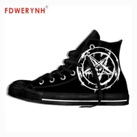mens canvas casual shoes pentagram band metal music customize pattern color high top lace up lightweight footwear for men