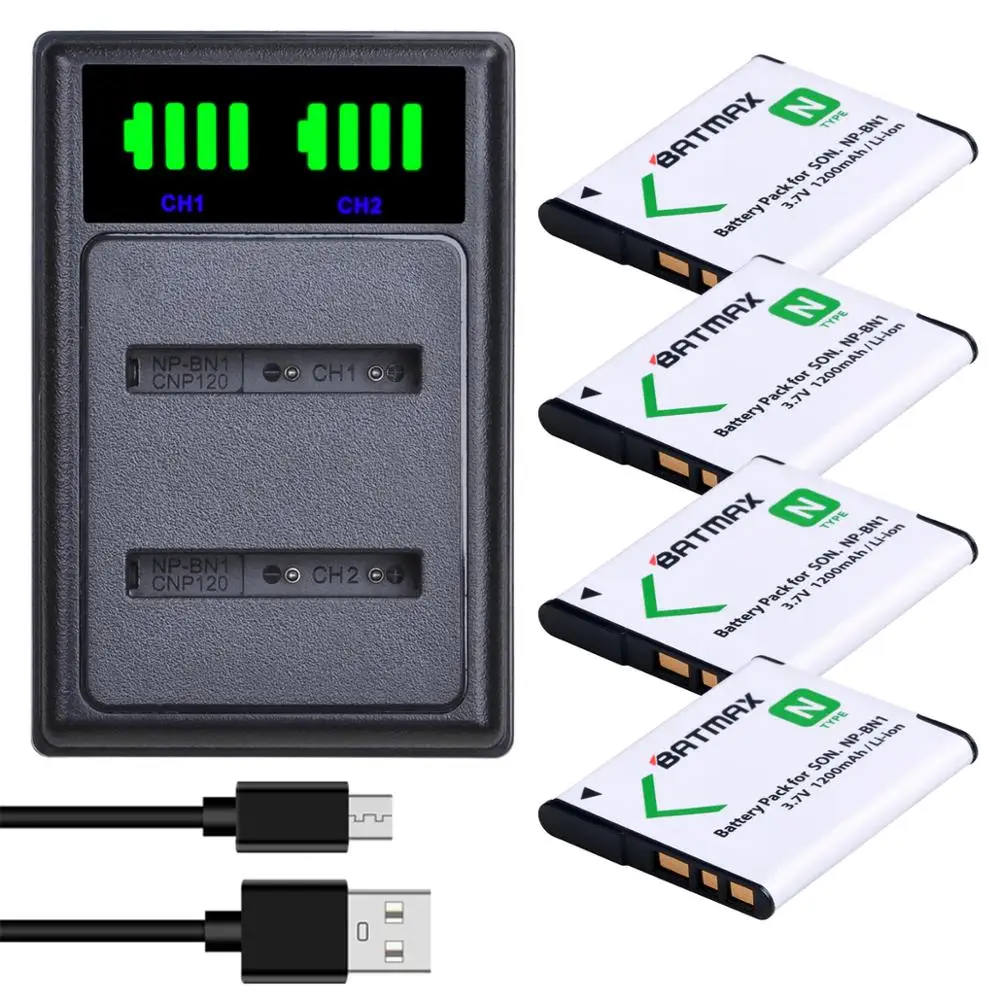 Batmax NP-BN1 NP BN1 батарея + LED двойное зарядное устройство с портом типа C для Sony TX9 WX100 TX5 WX5C W620 W630 W670 TX100 L10
