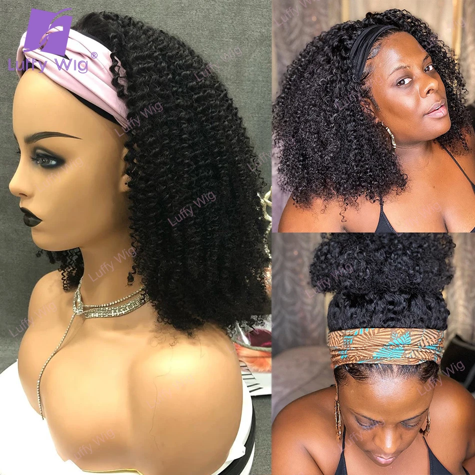 

Luffy Новый ободок парики афро кудрявый парик бразильский Remy человеческие волосы машина сделано Половина Парики 200 плотность для черных женщи...