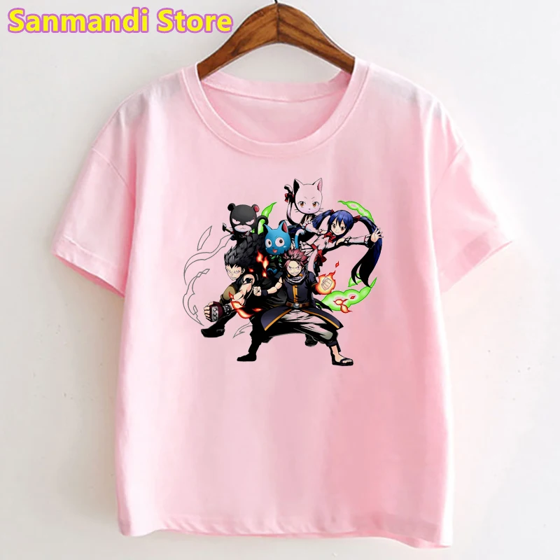 Camiseta con estampado de dibujos animados de FAIRY TAIL para ni&ntilde;os, ropa para ni&ntilde;as y ni&ntilde;os, camiseta con alas de &Aacute;ngel, ropa para ni&ntilde;os, Tops 2021-1
