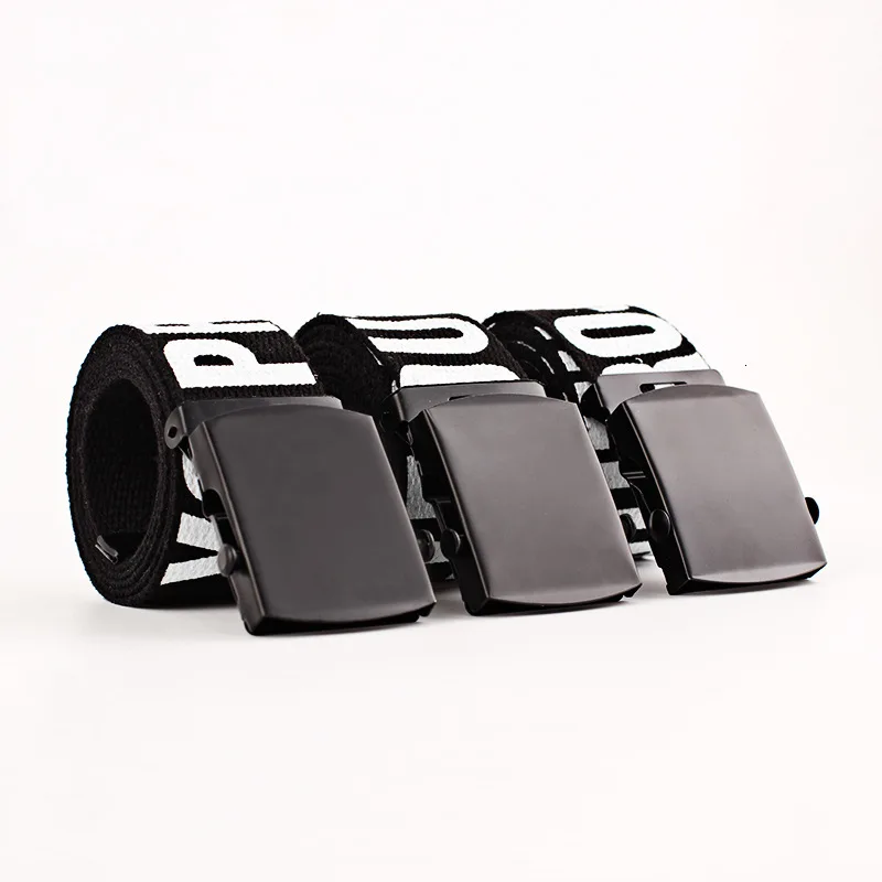 Уличный стиль тенденции моды холст Lletter гладкая пряжка для ремня джинсы ремни