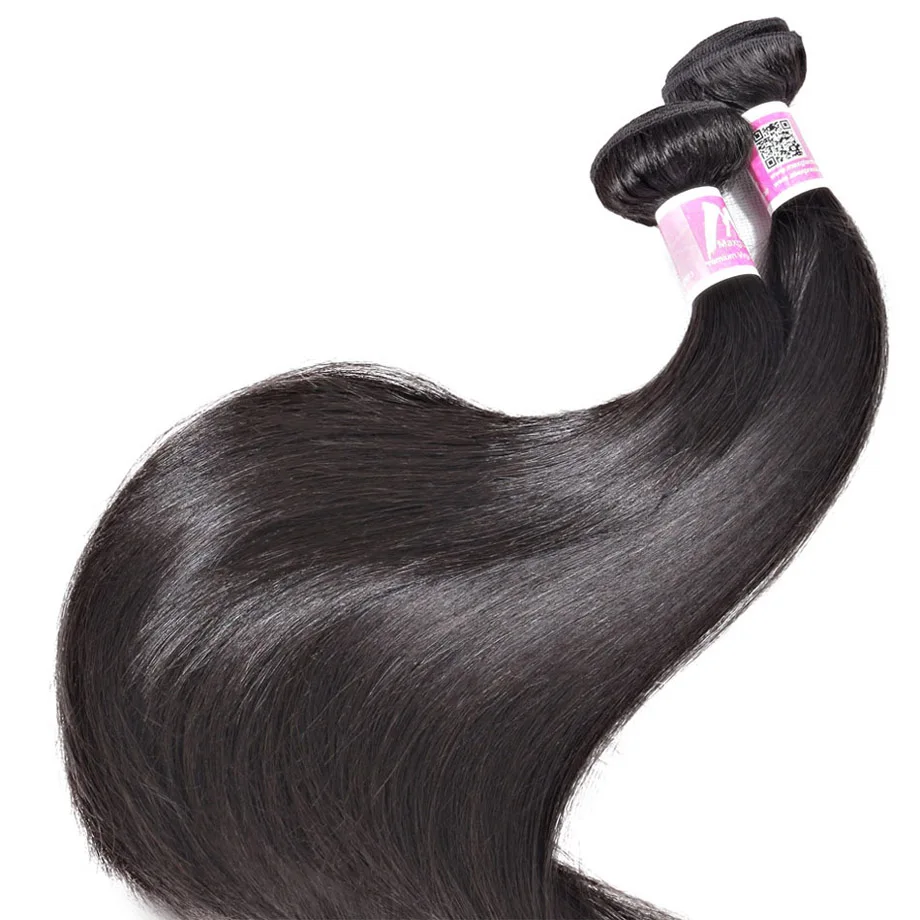 Maxglam бразильские человеческие волосы пучки с закрытием прямые 3 волос remy